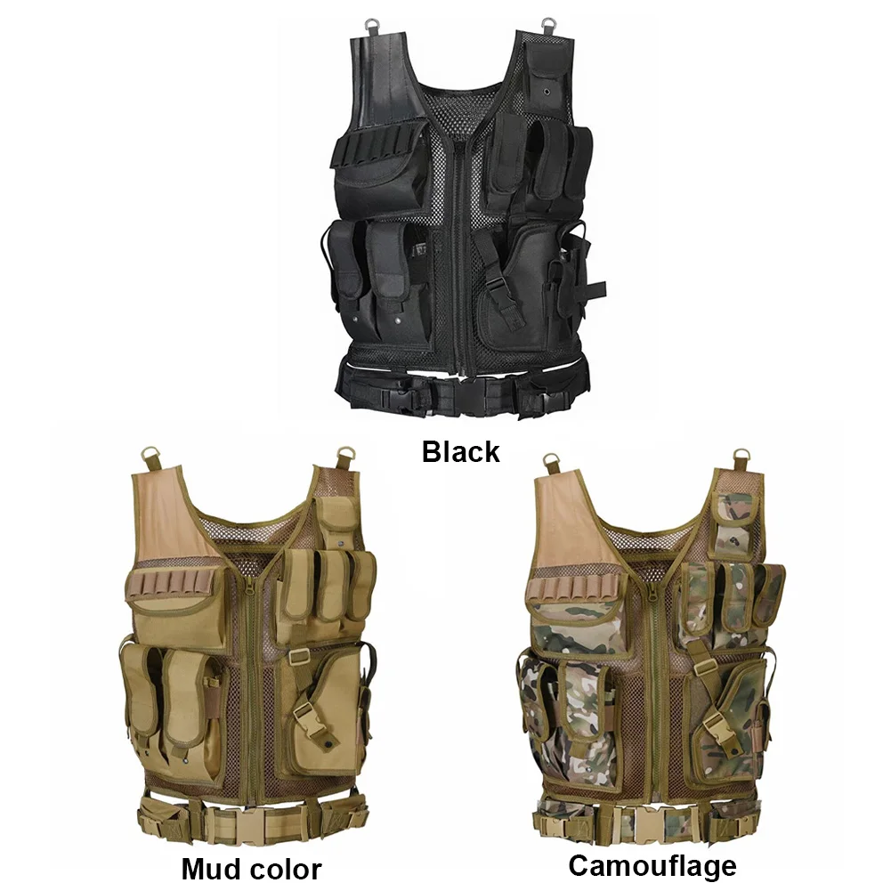 Nylon Combat Body Armor Vests Adjustable Mesh Vest Plate Carrier Vest Hunting Outdoor CS Game Airsoft Training Jacket