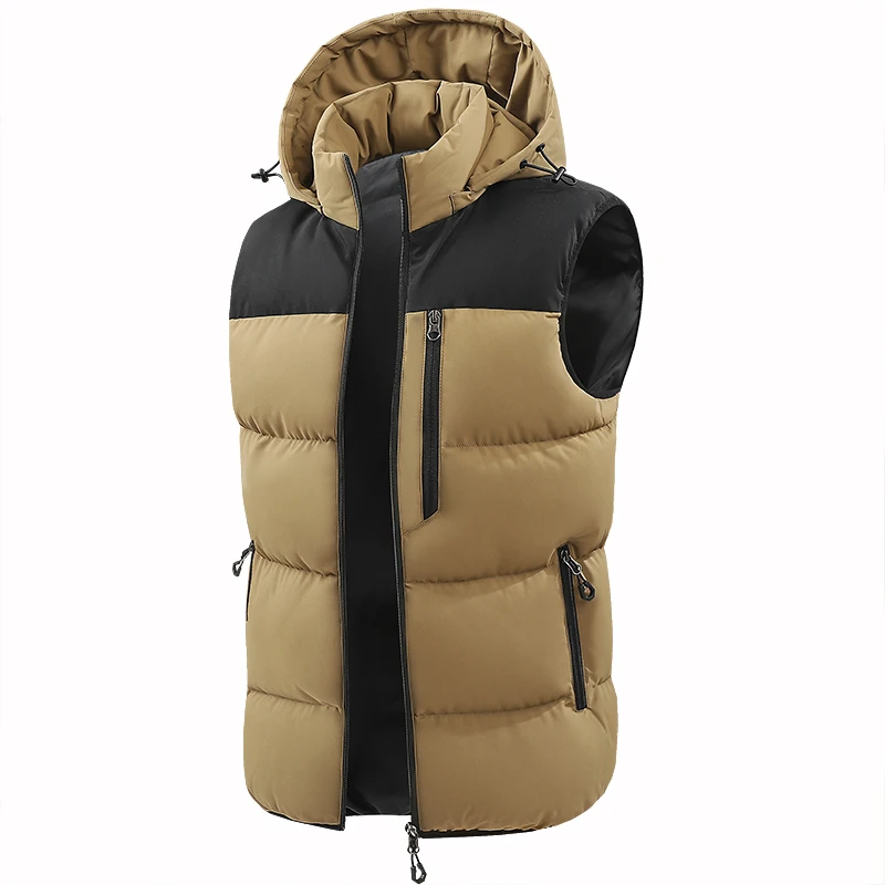 Mens Vest Jacket Warm Sleeveless Jackets Winter Waterproof Zipper Coat Autumn Stand-up Collar Casual Waistcoat Brand Clothing