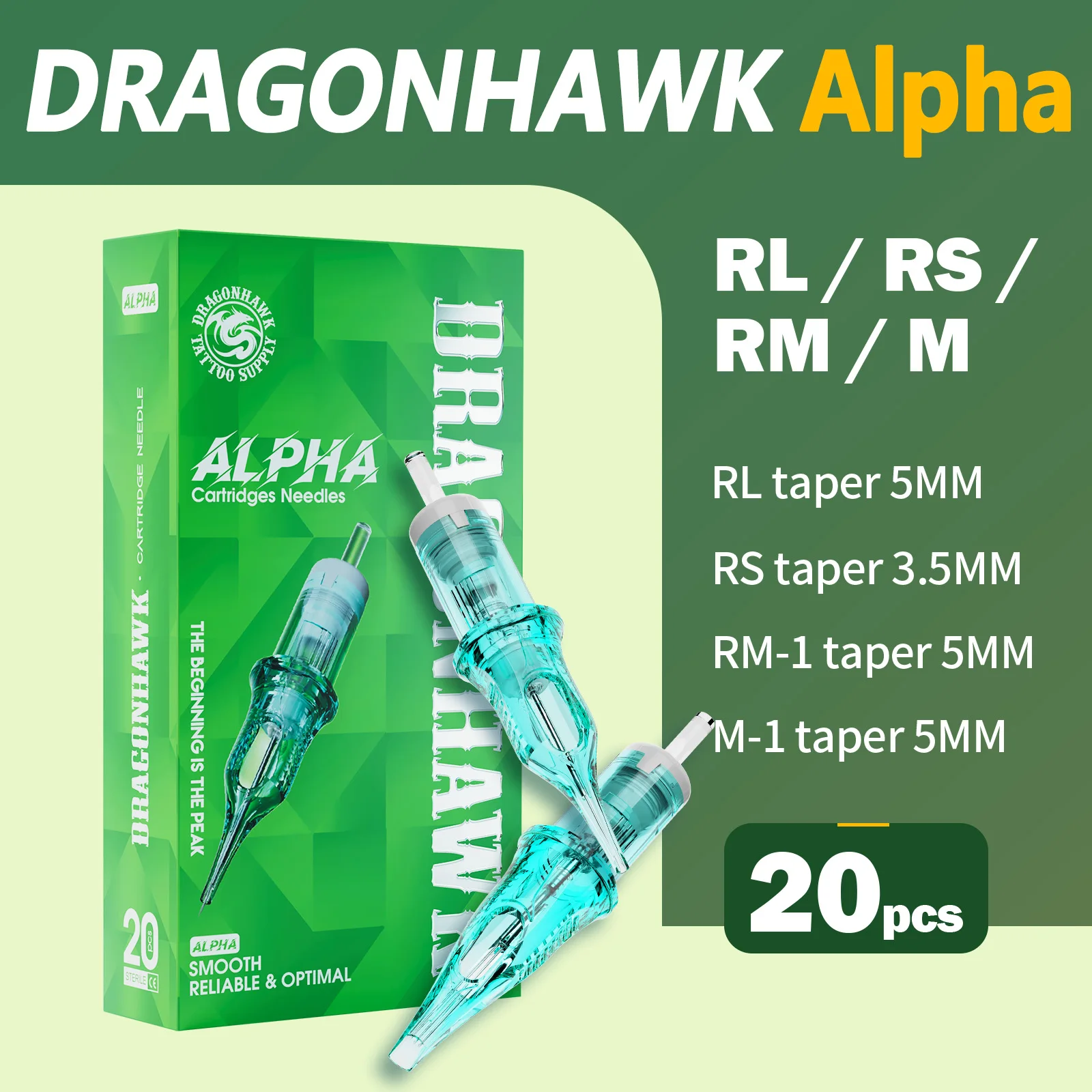 Dragonhawk Tattoo Cartridge Needles Alpah Series RL/RM/RS/M for Most Tattoo Machine Permanent Makeup Body Art Given TattooSupply