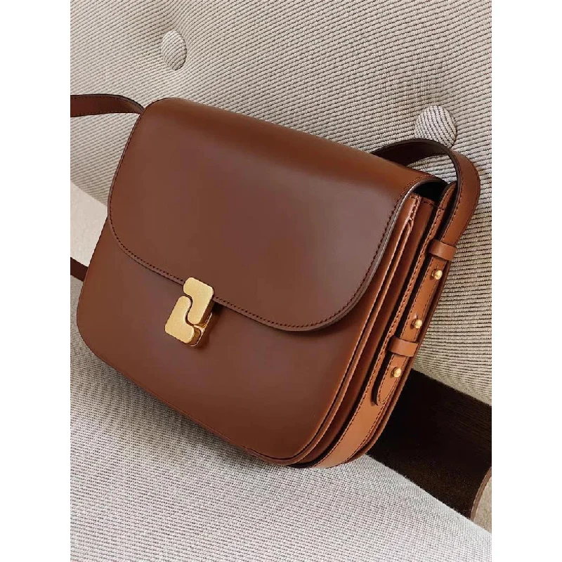 New genuine leather tofu bag for women with a high-end feel, single shoulder crossbody small square bag, commuting bag for women