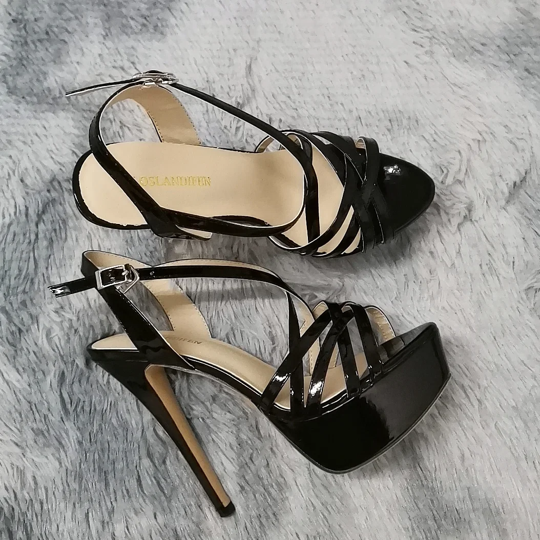 Women Platform Sandals Sexy 14CM Catwalk Shows Open Toe High Heels Snake Pattern Stilettos Ankle Strap Gladiator Party Shoes