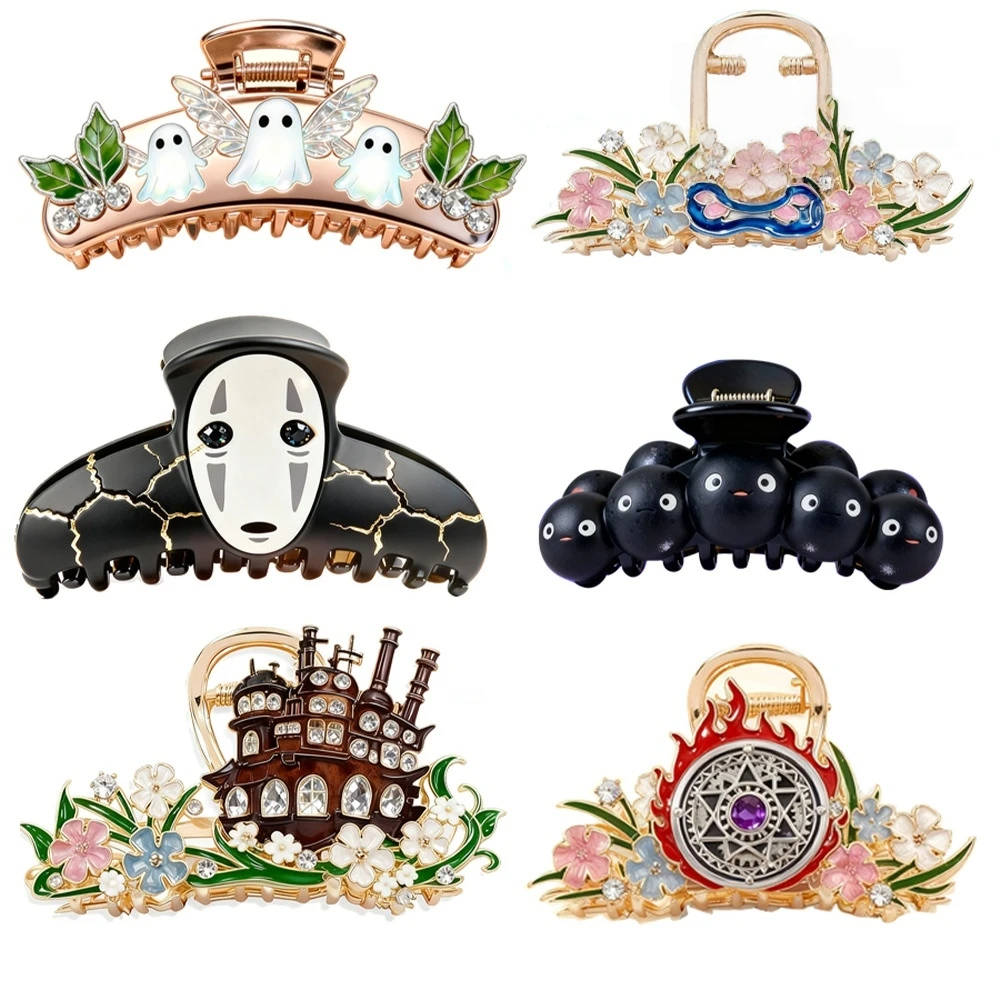 Fashion Faceless Ghost Castle Flower Hair Claw For Women Korean Elegant Acetate Claw Clip Popular Hair Catches Hair Accessories