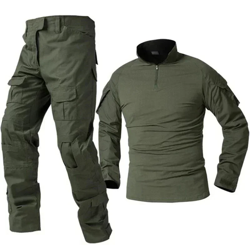 Tactical Suits Military Uniform Men Clothing Training Suit Hunting hiking Shirts GREEN Cargo Pants Paintball Sets Wear Resistant