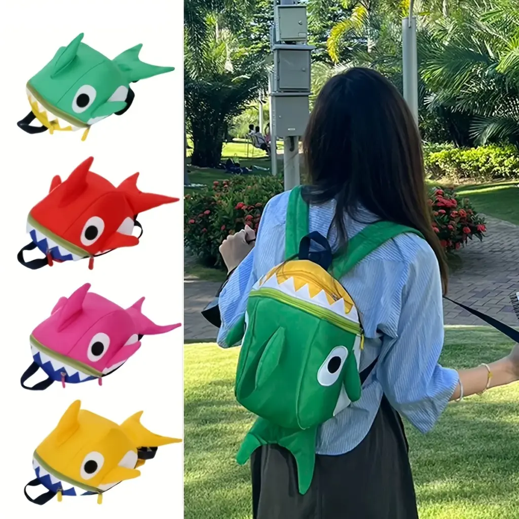 Cartoon Shark Backpack for Children Cute Aged 12-14 Boys And Girls School Bag with Fun Design