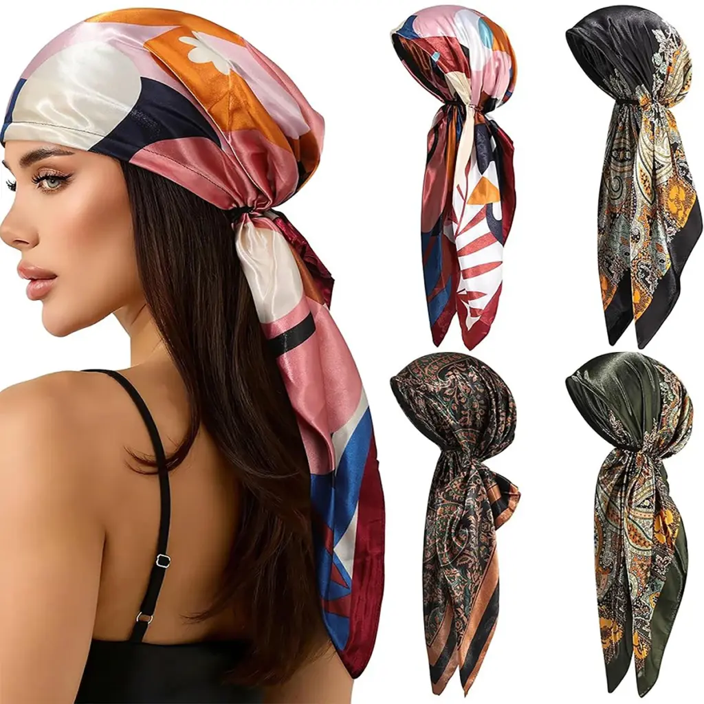 Print Turban Hat Bandanas Headband Leopard Print Men Hair Wrapping Foulard Satin Shawl Head Bandana Hijab Women Hair Accessories