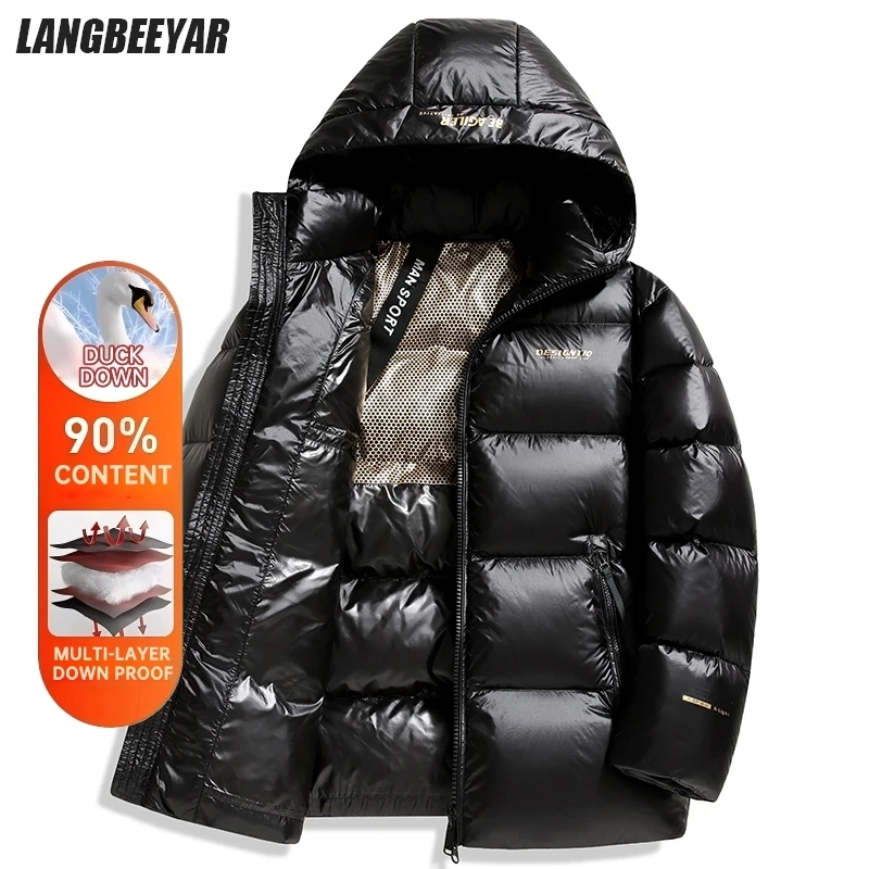 High End 95% Down Black Gold Shiny Brand Casual Fashion Men Down Jacket Streetwear New Windbreaker Winter Feather Puffer Coats