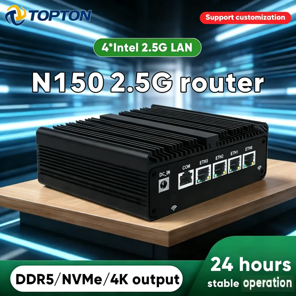 Topton N150 pfSense Firewall Soft Router J6412 J5005 6305 4x i226-V 2.5G LAN Barebone Fanless Mini PC HDMI2.0 DP AES-NI OPNsense