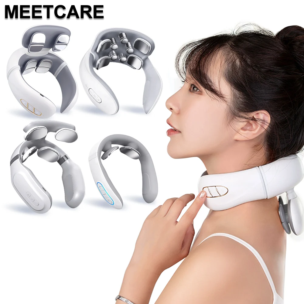 Electric Back Neck Nuscle Massager TENS Pulse Shoulder Neck Vibration Massage Devices Heating Relieve Pain Muscle Health Care