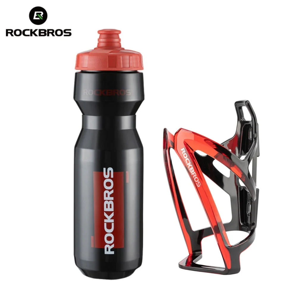 ROCKBROS Cycling Water Bottle+Water Bottle Holder 2-Piece Set -750ml Sports Water Bottle+Integrated Molded Water Bottle Holder