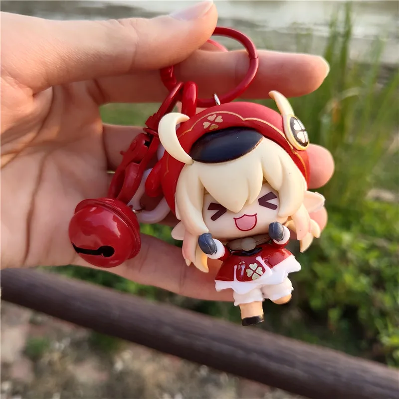Genshin Impact Game Anime Klee Venti Diluc Paimon Backpack 3D Pendant Doll Cute Keychain Gifts For Friend