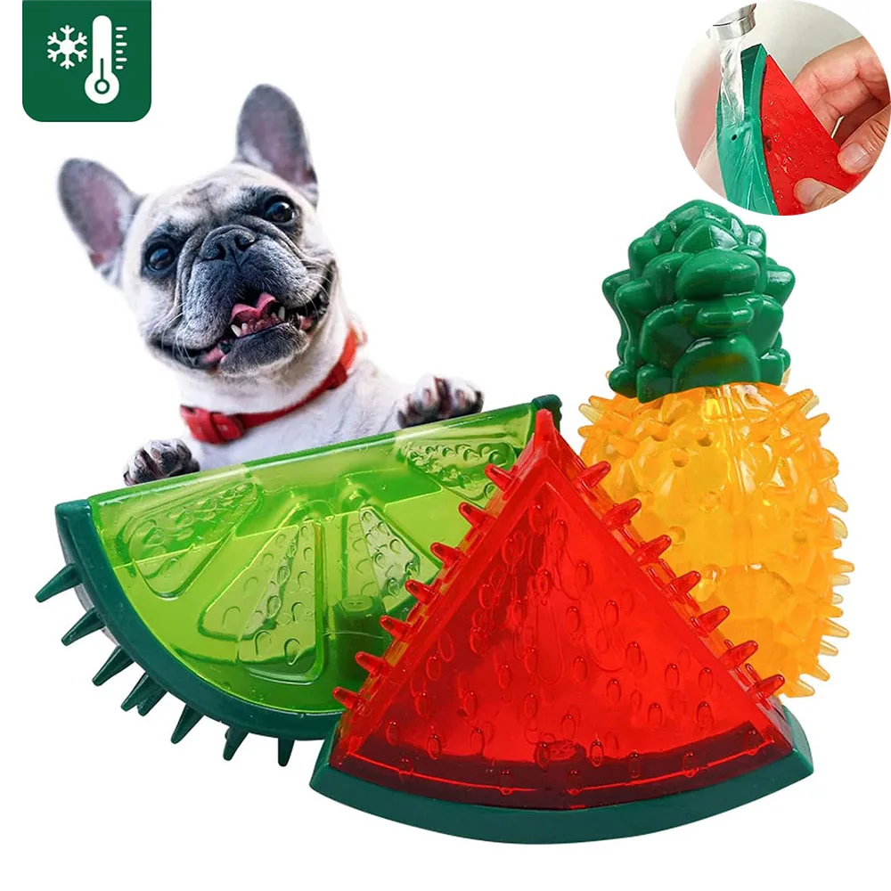 Pet Freezable Cooling Chew Toy Dog Cat toy Summer Pineapple Lemon Watermelon Design Durable Bite-Resistant Dog Ice Frozen Toys