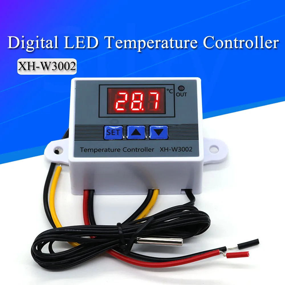 1-10Pcs XH-W3002 220V /12V Digital LED Temperature Controller 10A Thermostat Control Switch Probe with waterproof sensor W3002