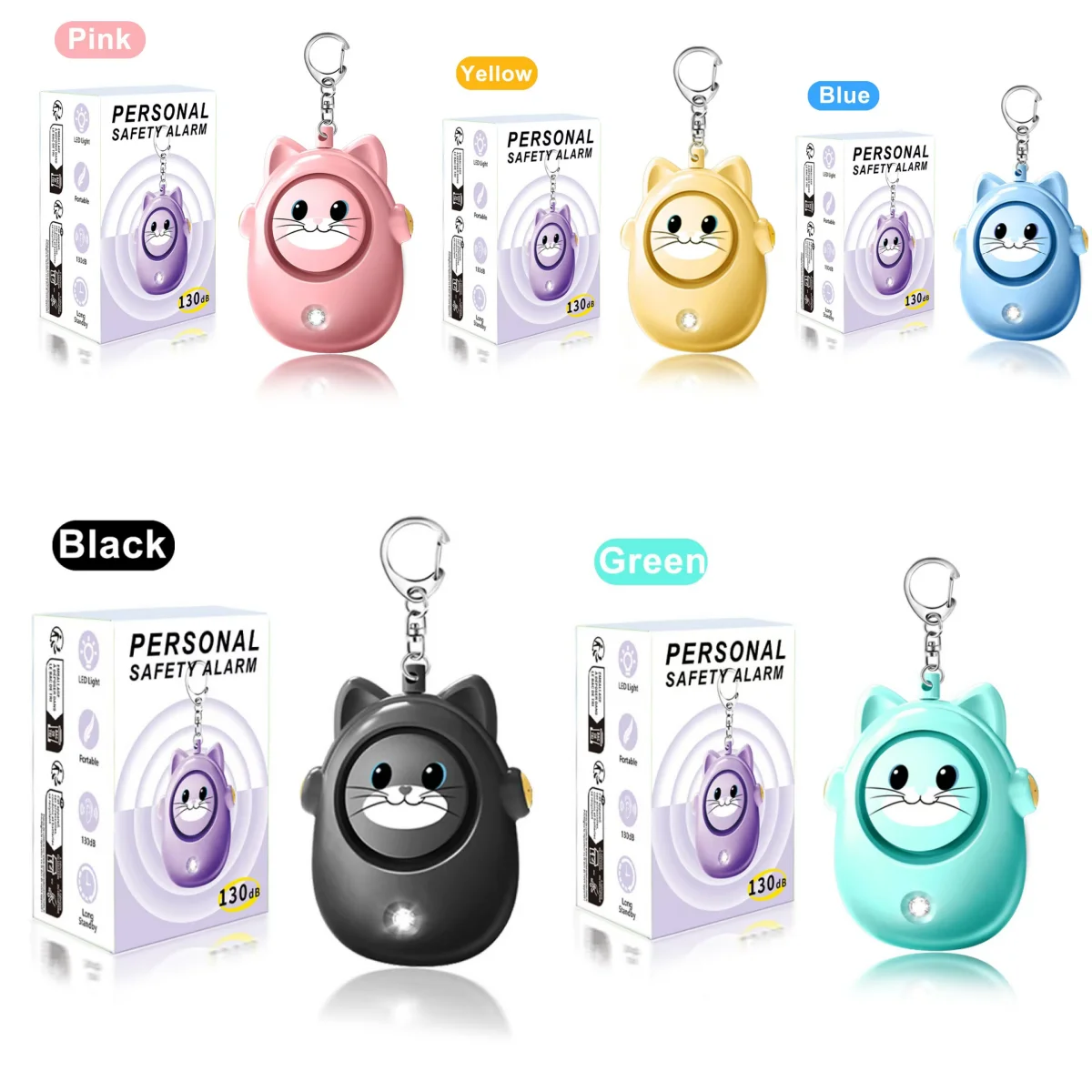 H8 130dB Self Defense Alarm Student Backpack Keychain New Cat Personal Alarm Anti wolf Artifact Outdoor Children's Emergency