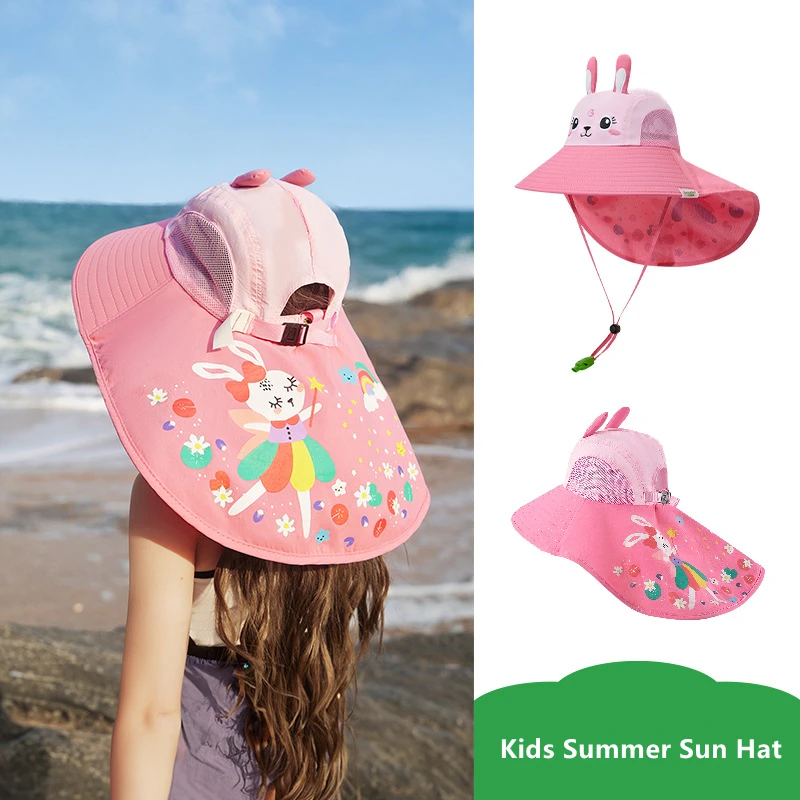 Wide Brim Children Sun Hat Kids Panama Cap Summer Beach Girls Travel Outdoor Fashion Cute Dinosaur Boy Fisherman's Hat