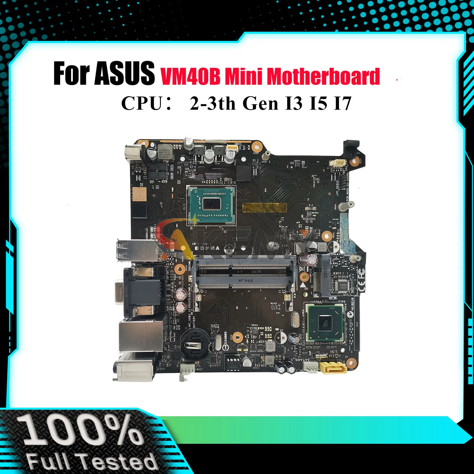 VM40B Laptop Motherboard For ASUS VivoMini VM40B VM40 Notebook Mainboard With I3 I5 I7 CPU 100% tests OK fast shipping stk