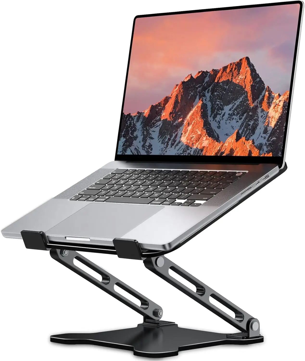 Adjustable Foldable Metal Laptop Stand with Cooling Ventilation for 10-15.6 Inch Notebooks, Ergonomic Desk Riser