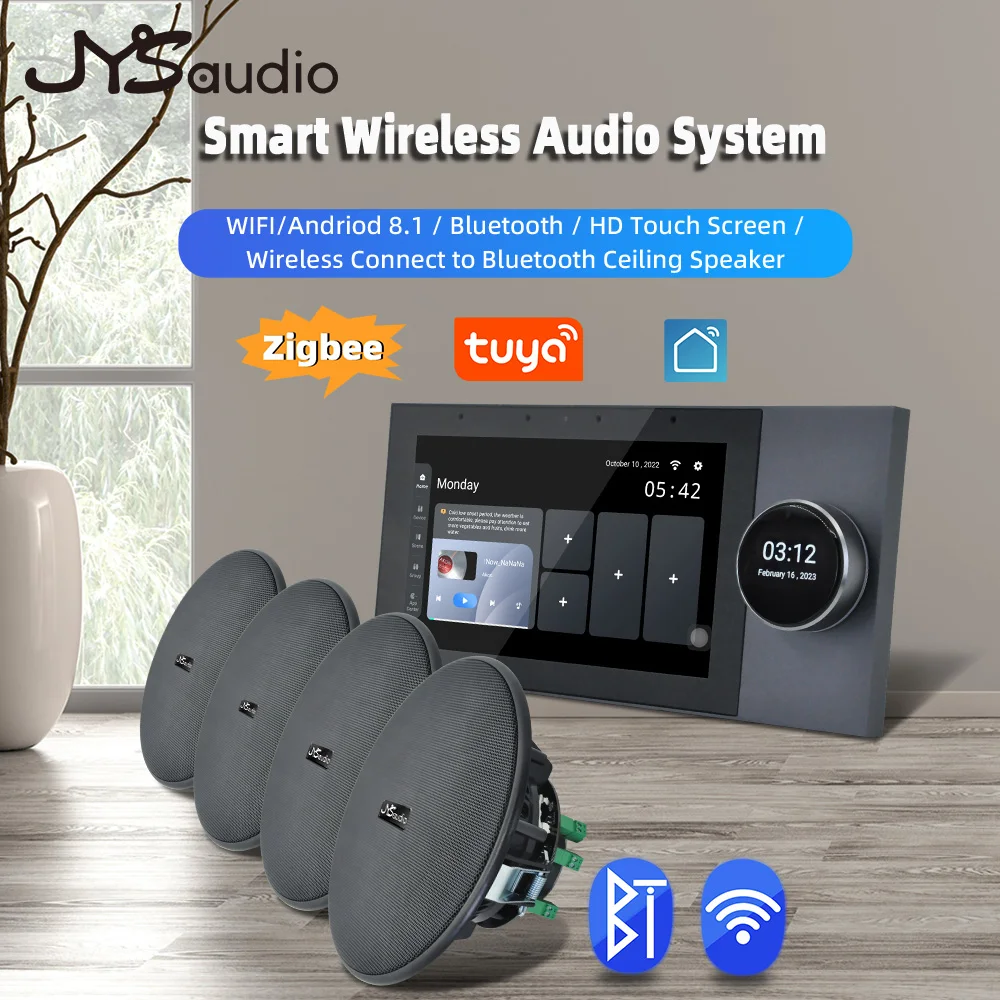 Audio Set Smart Home Theater TUYA Wall Sound Amplifier WiFi Touch Screen Android Power Amp Bluetooth 6"" Stereo Ceiling Speaker