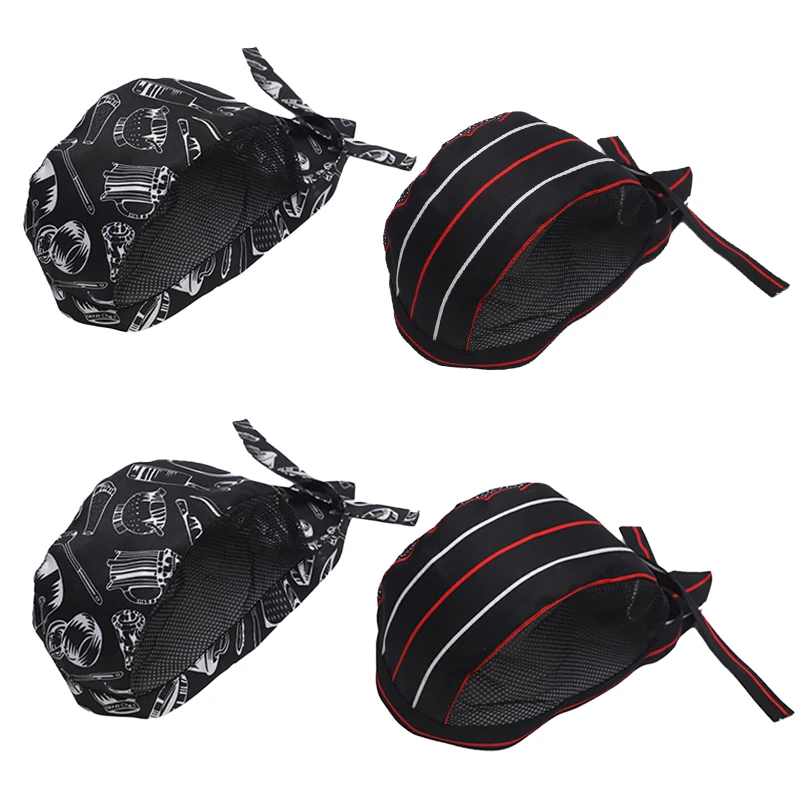 2pcs Unisex Chef Pirate Food Service Cook Hat Skull Hat Restaurant Dining Chef Hats Kitchen Cooking Bakery Work Cap Adjustable