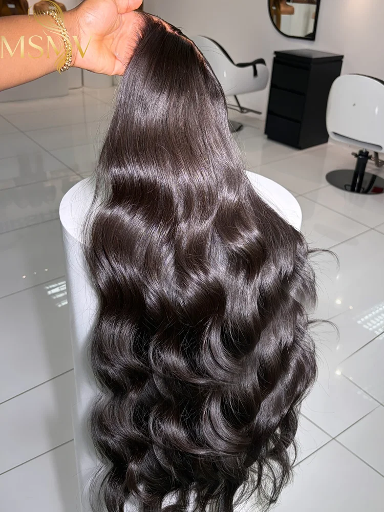 MSMV Body Wave 5x5 Glueless Closure Lace Human Hair Wigs Ready to Wear Remy Water Wave No Glue Wig For Women Natural Black