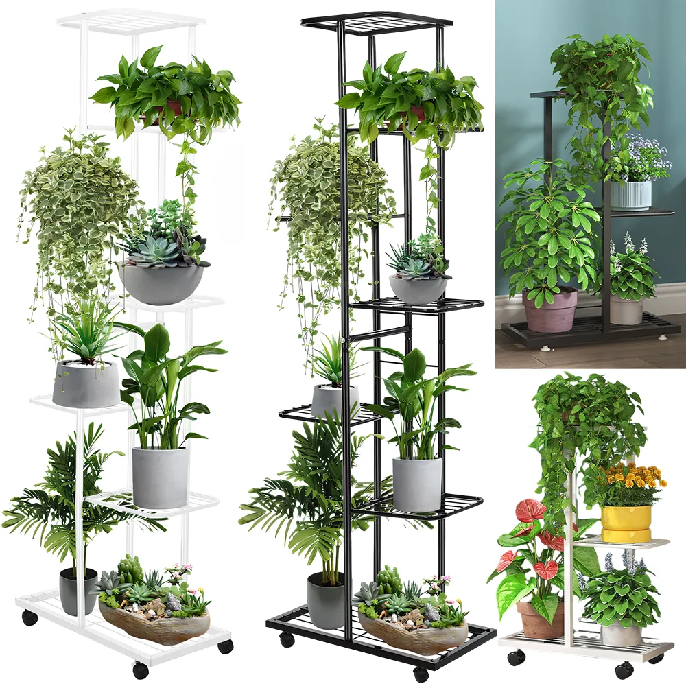 Plant Shelves 34/6/7 Tiers Flowerpot Organizer Iron Potted Flower Plant Rack Flower Stand for Indoor Outdoor Balcony Garden