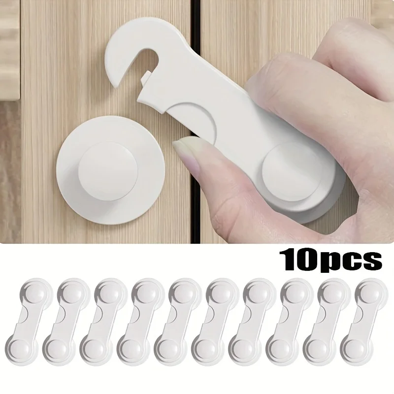 10pcs Baby Safe Straps Baby Safety Lock Drawer Child Safety Cabinet Locks Adhesive Cabinet Drawer Door Latches