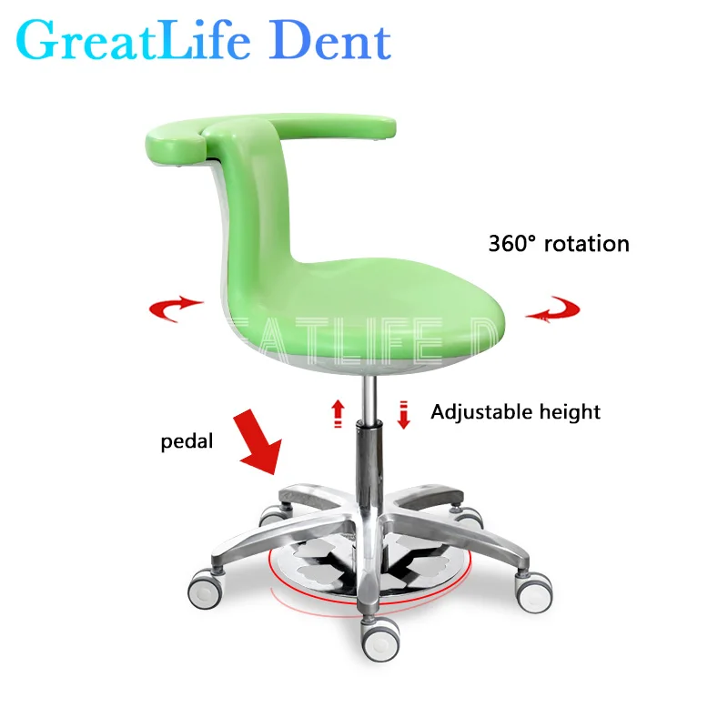 GreatLife Dent Dental Medical Ergonomic Pu Leather Seat Dentist Hospital Nurse Automatic foot pedal lifting Swivel Doctor Chair