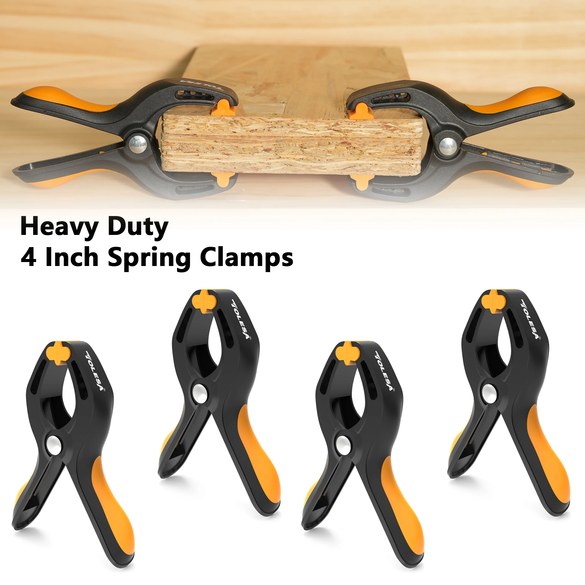 TOLESA 2/4 Pack 4 Inch Heavy Duty Spring Clamps Adjustable Woodworking Tools Spring Clip Carpentry Clamps Outillage Menuiserie