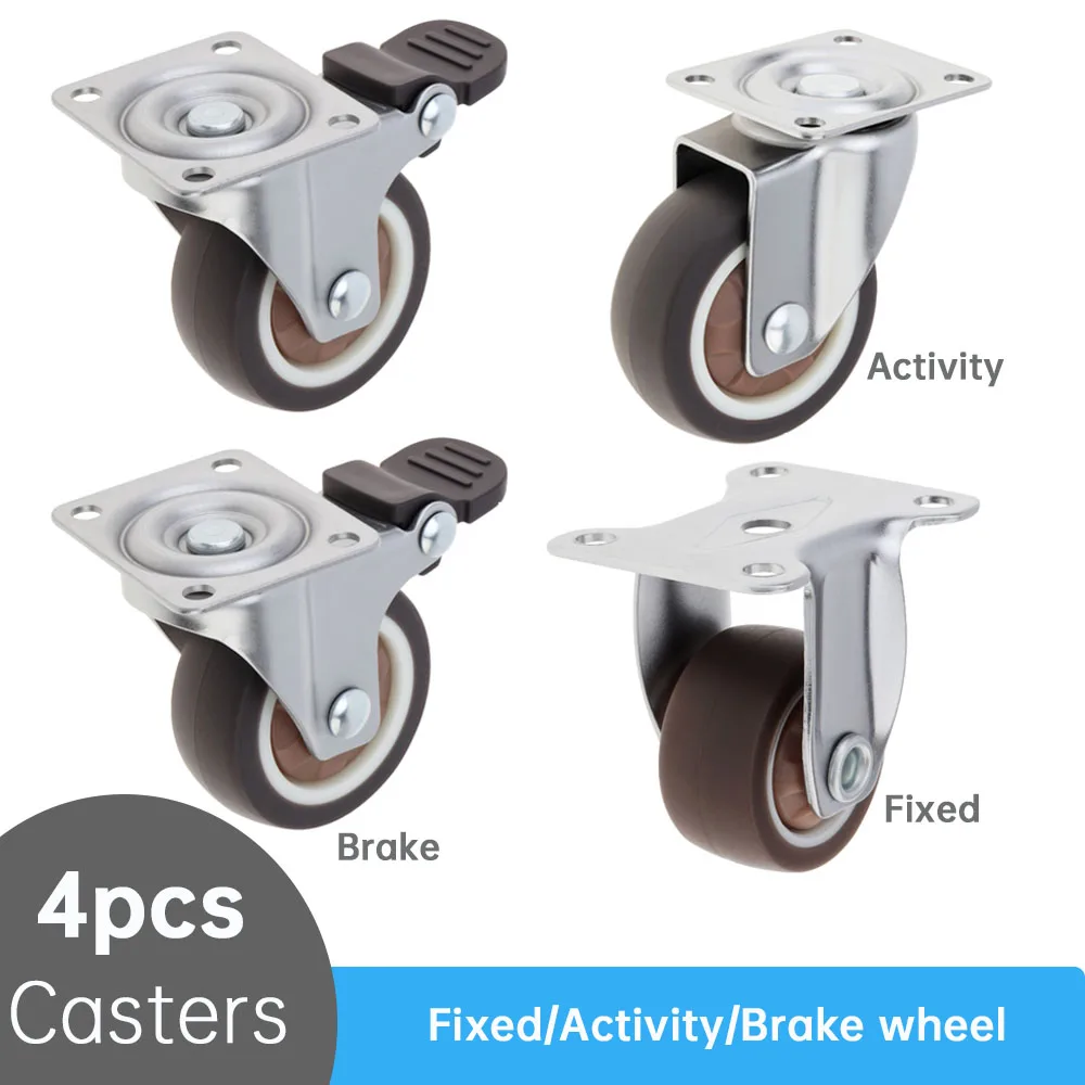 4pcs Furniture Casters Wheels 1/1.25/1.5/2 inch Metal Top TPR Rubber Small Ball Bearings Caster Wheel for Night Stand/Side Table