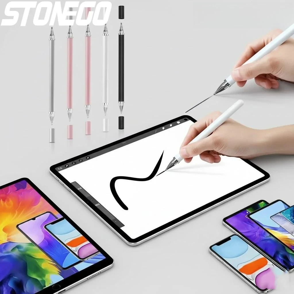 STONEGO 2-in-1 Universal Stylus Pen for Smartphones Tablets Drawing Screens Capacitive Touch Pencil Precise Control