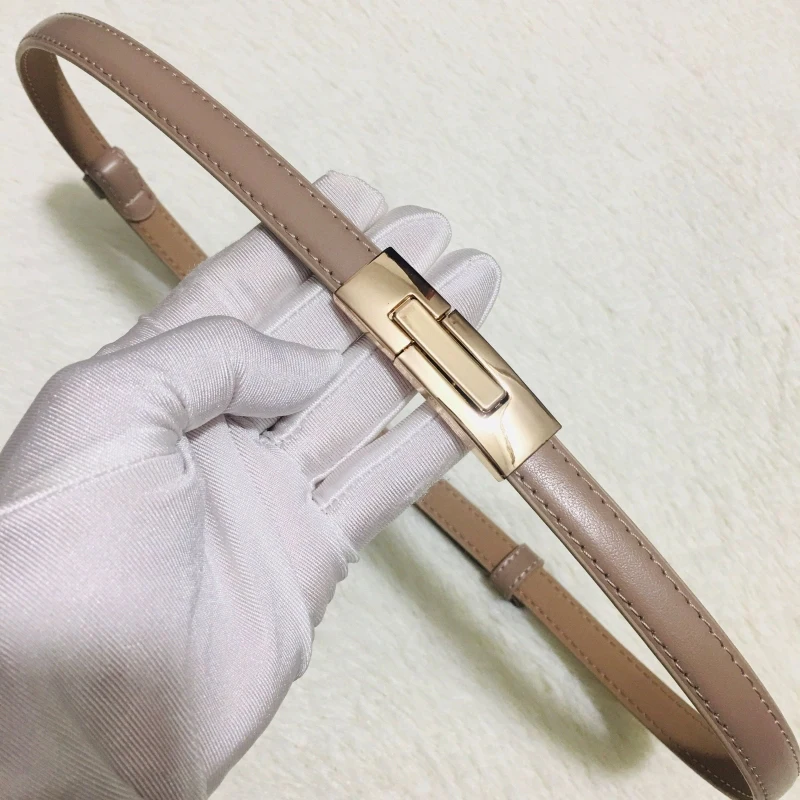 High Quality Genuine Leather Women beltNew Fashion Brand 1.8cm Width Belts Golden Lock Buckle Dress Jeans Sweater women Belt