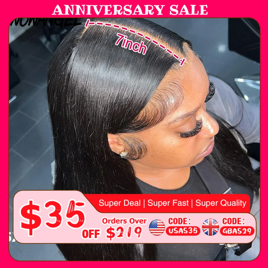 Wow Angel Glueless Wigs 7x7/6x6/5x5 HD Lace Closure Wigs Silk Straight Melt Skins Deep Part Ready to Go Human Hair Wig For Woman