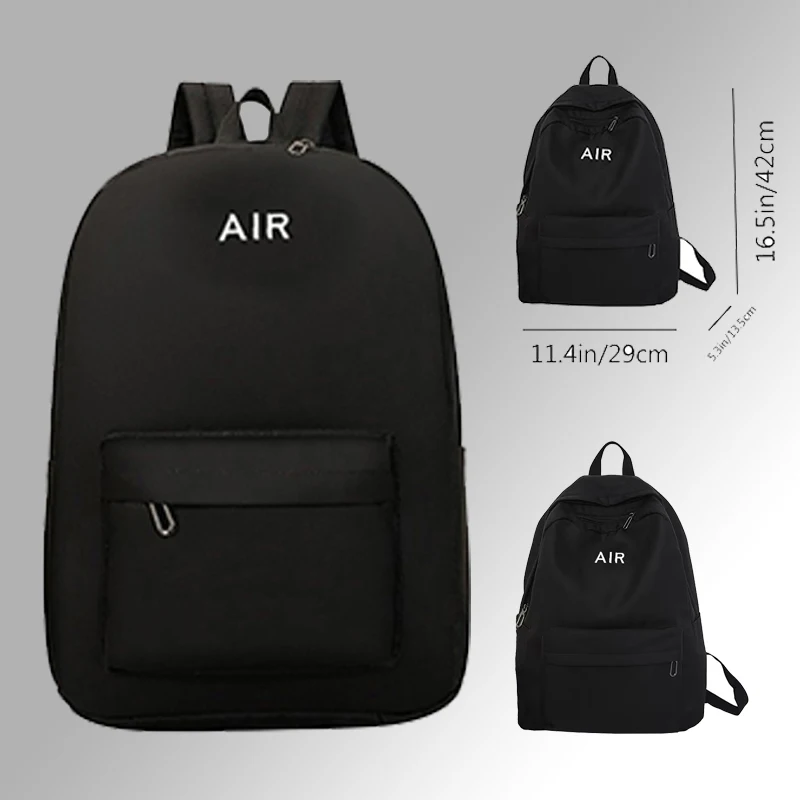 The neutral color schoolbag for men and women features a simple design suitable for school and travel use.