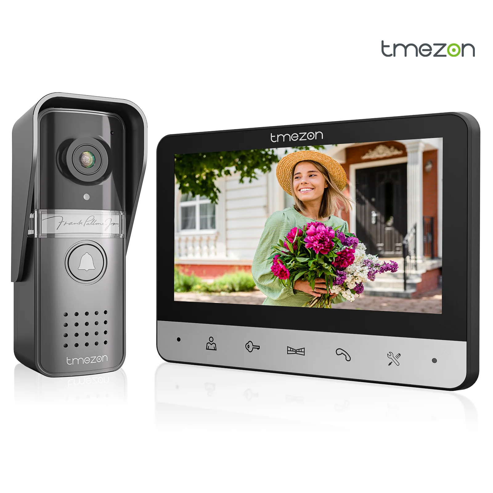 TMEZON Video Doorphone 4-Wire,Intercom with Doorbell, Doorphone with Camera,7" Color Display, 120° Wide View Camera