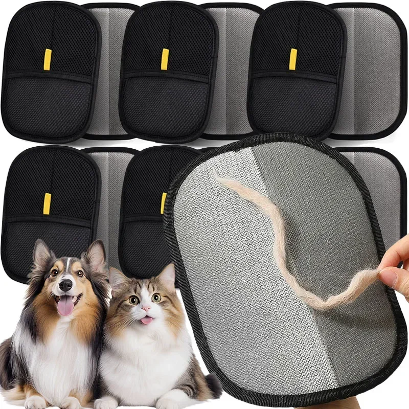 Pet Hair Remover Brush Kitten Hair Remover Gloves Deshedding Brush Glove for Dog Cat Double-Sided Fur Hair Cleaning for Carpet
