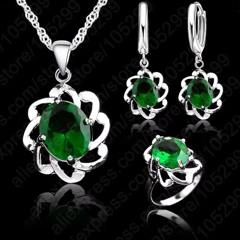 Top Quality New 925 Sterling Silver Jewelry Sets Necklace/Earrings/Ring Austrian Crystal Jewelry Set