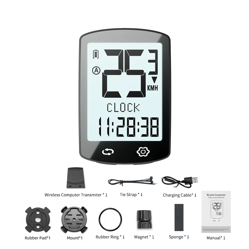 USB-C Rechargeable Bicycle Computer Waterproofing Large Screen Ultra-Long Standby Cycling Speedometer Odometer Bike Accessory
