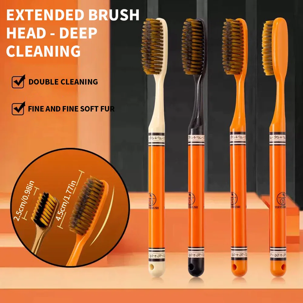 6 high-grade orange light luxury toothbrush deep cleaning oral care soft hair teeth cleaning tools for adult daily life home too