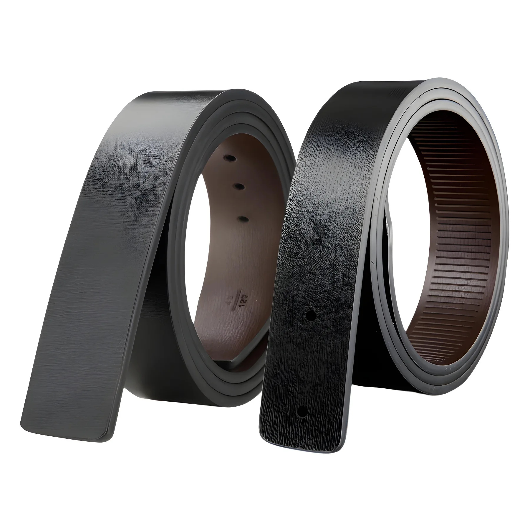 New Men's Genuine Leather Belts Double Sided Belts Men Fashion No Buckle Belts High Quality Black Brown Sided Waistband 3.3cm