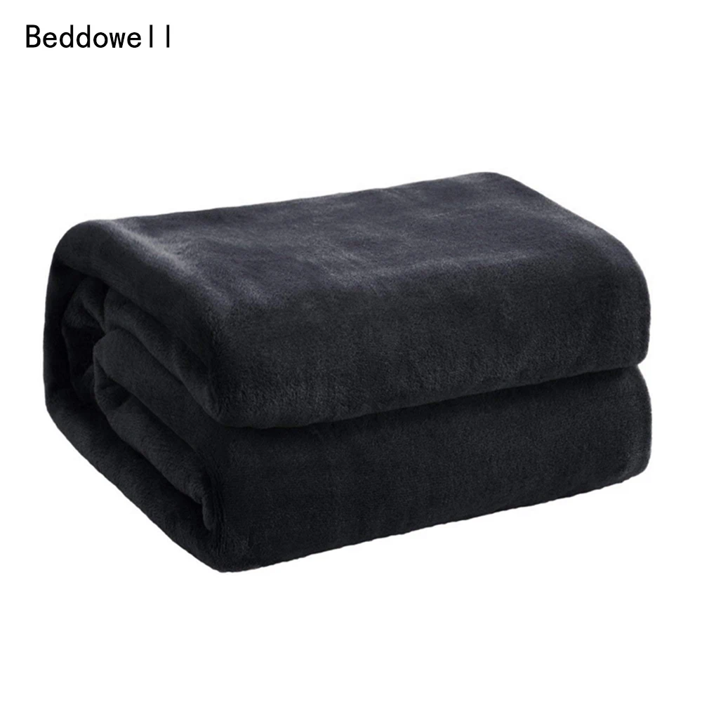 Spring Winter Winter Flannel Blanket Fluffy Warm Soft Sofa Cover Bedspread Solid Blue Black Coral Fleece Plush Blankets For Beds