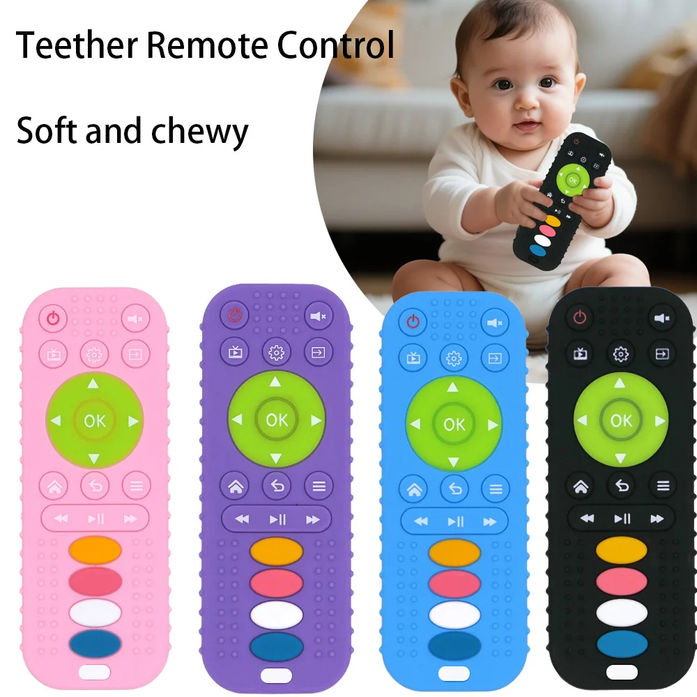 Silicone simulation remote control teething teething soothing anti-feeding toys food grade silicone buttons food grade