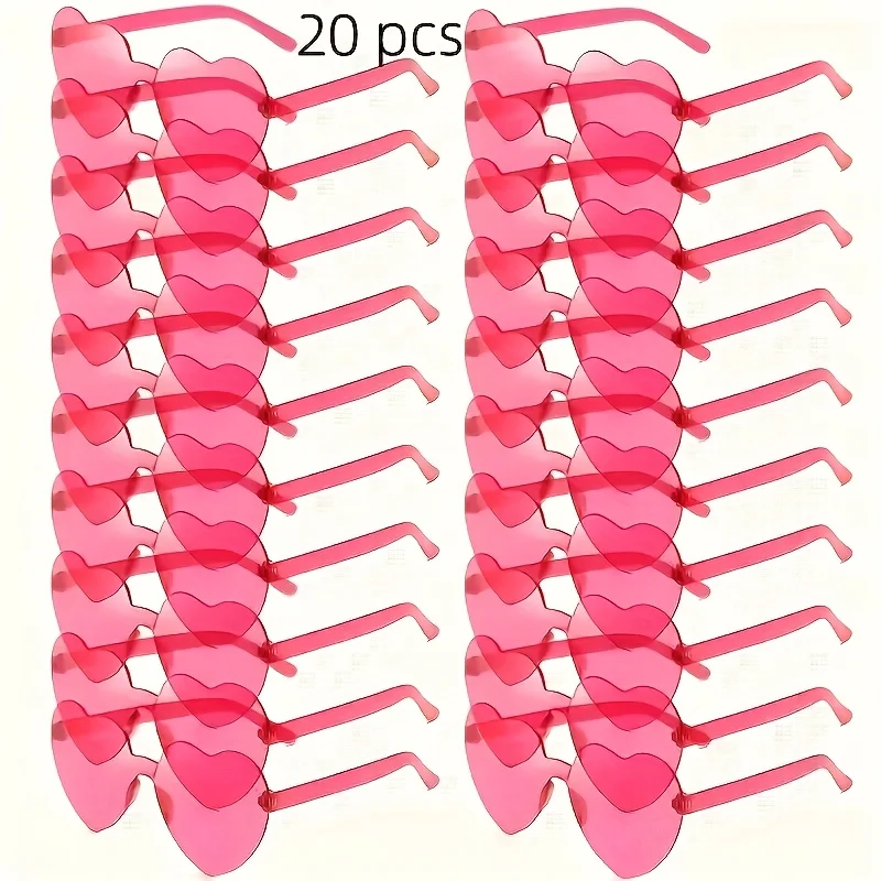 10/20 Pcs Pink Heart-Shaped Sunglasses: Party & Team Building Props, Must-Have for Sweet Girls to Create Photo Atmosphere