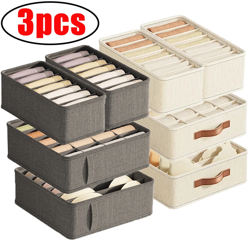 3PCS Fabric Clothes Storage Organizer Cation PP Sock Bra Pants Wardrobe Organizers Of Cabinets And Drawers Home Organizer Box