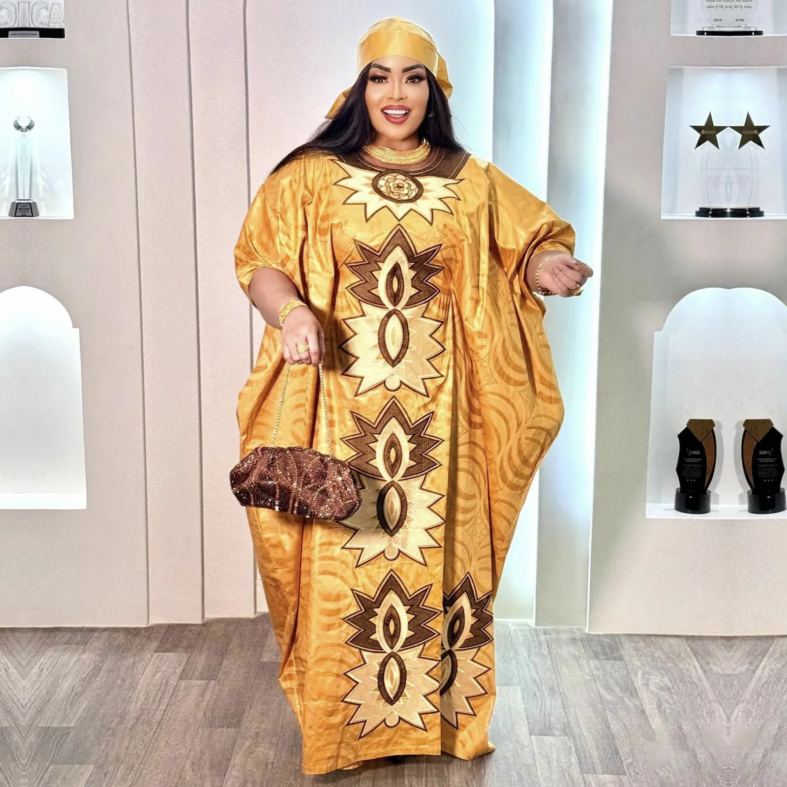 African Attire For Women Abaya Embroidery Plus Size Elegant Party Church Dress
