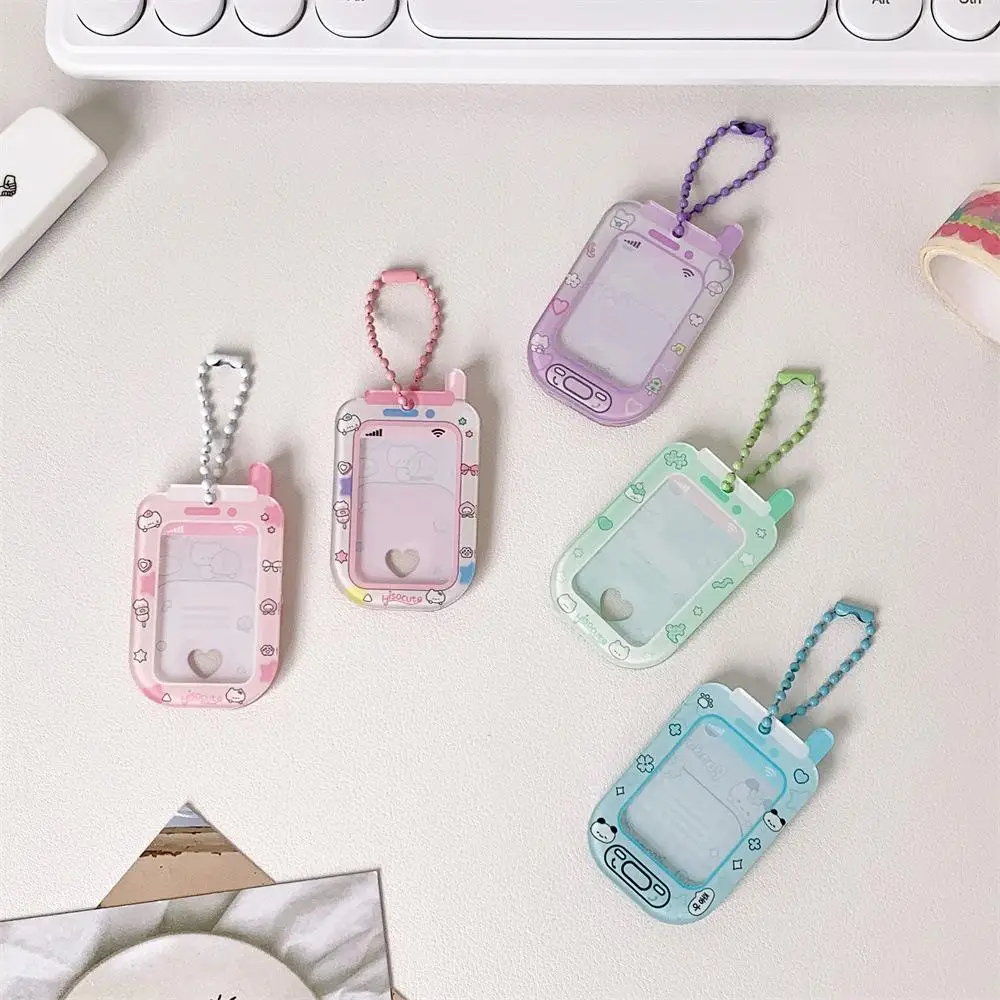 Cartoon Transparent Photo Card Display Sleeves Students Gift Keychain Photo Frame Pendants Bag Charms Stargazer Card Holders