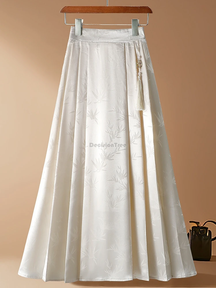 2025 new chinese-style half-length skirt for women autumn new printed mid-length casual loose elastic waist wide hem long skirt