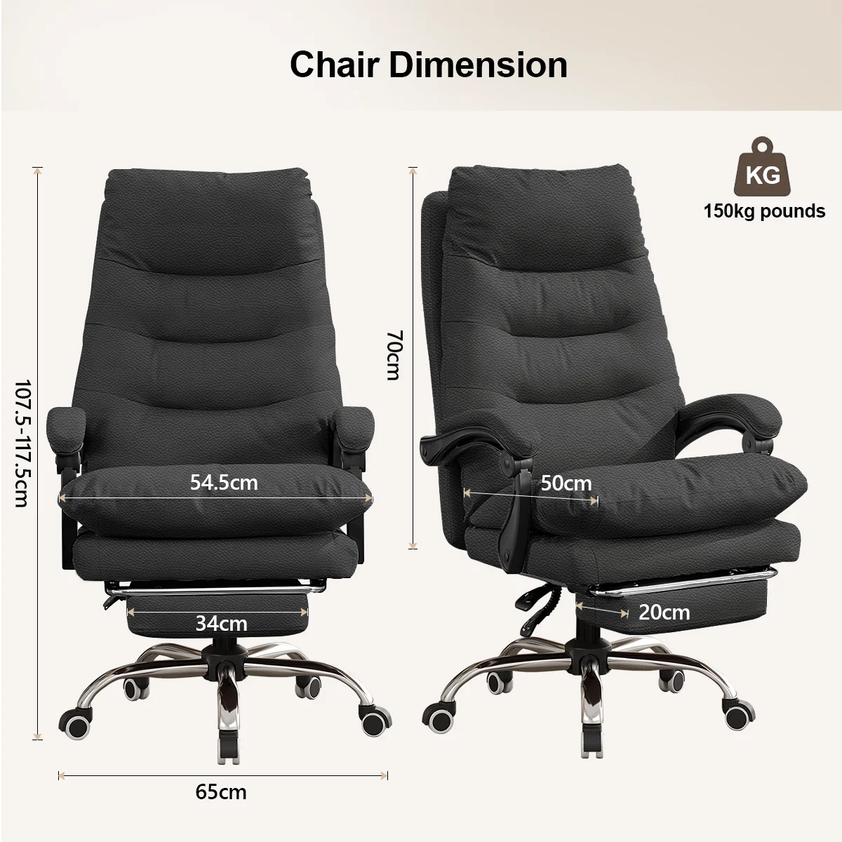 Ergonomic High Back Office Chair, Adjustable Lumbar Support with Footrest, Swivel Computer Desk Chair for Home Executive Use