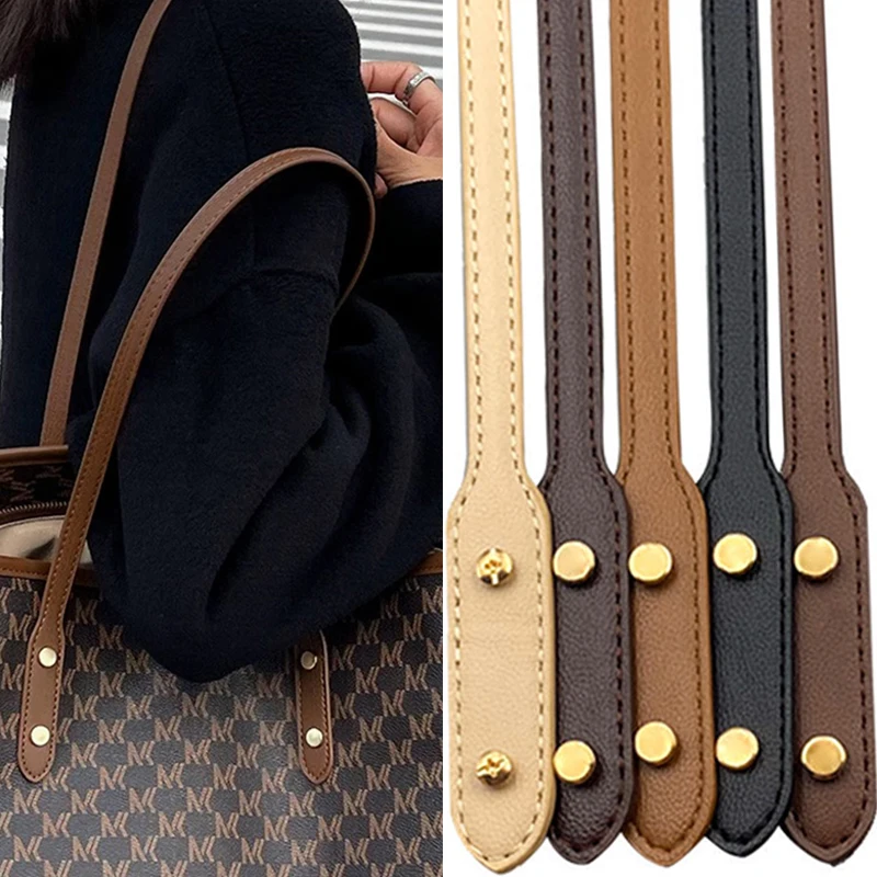 2pcs Bag Straps With Rivets 73cm Length PU Leather Handle Strap Detachable Shoulder Bag Strap Replacement DIY Bag Accessories