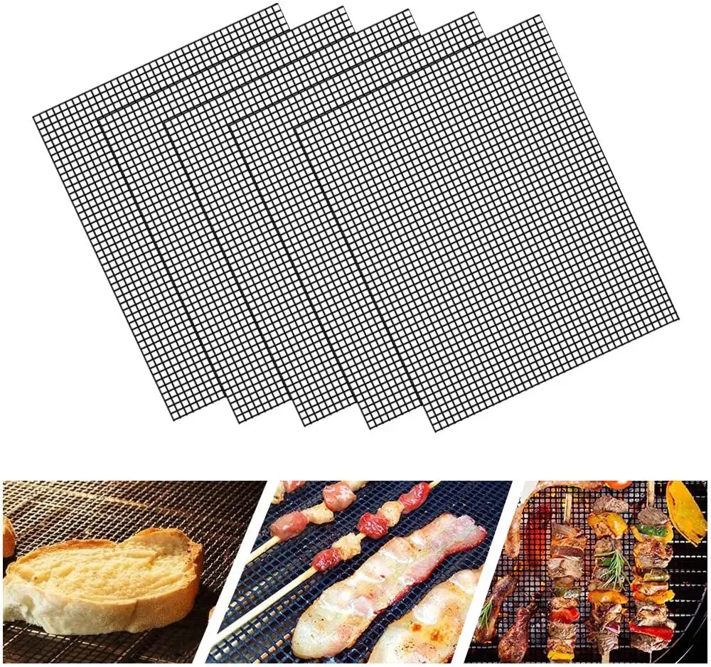 Reusable BBQ Mesh Grill Mat Nonstick Mesh Grilling Mats Easy to Clean Works on Gas Charcoal Electric Grill Barbecue Accessories