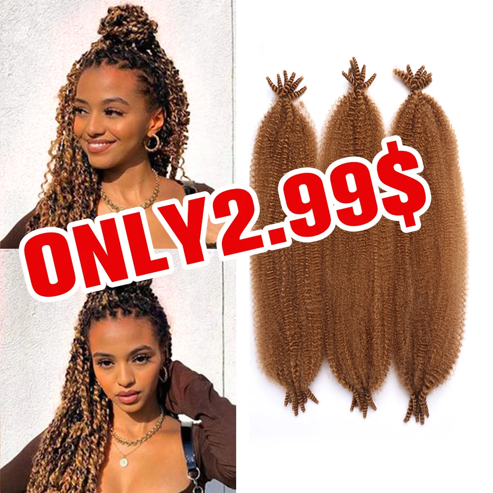 Kinky Marley Braids Crochet Hair Bulk Extensions Faux Locs Pre-Separated Spring Afro Twist HairFor Butterfly Locs synthetic hair