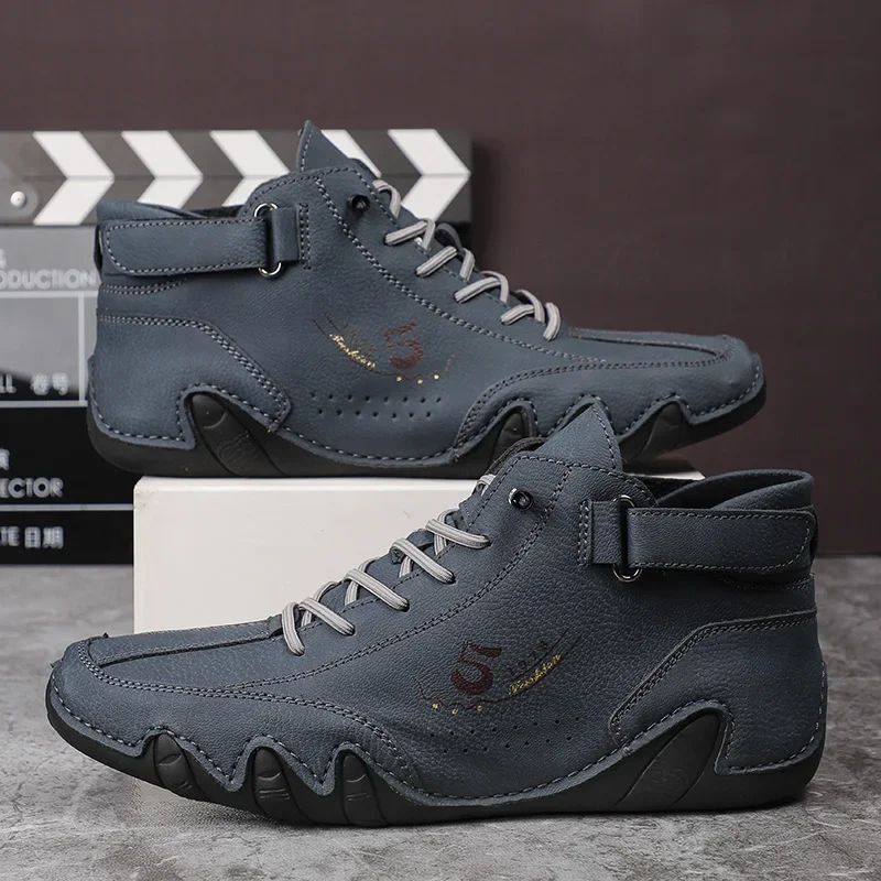 Plus Size Men Casual Boots Leather Men Shoes High Quality Ankle Boots Waterproof Winter Sport Shoes for Men Motorcycle Boots